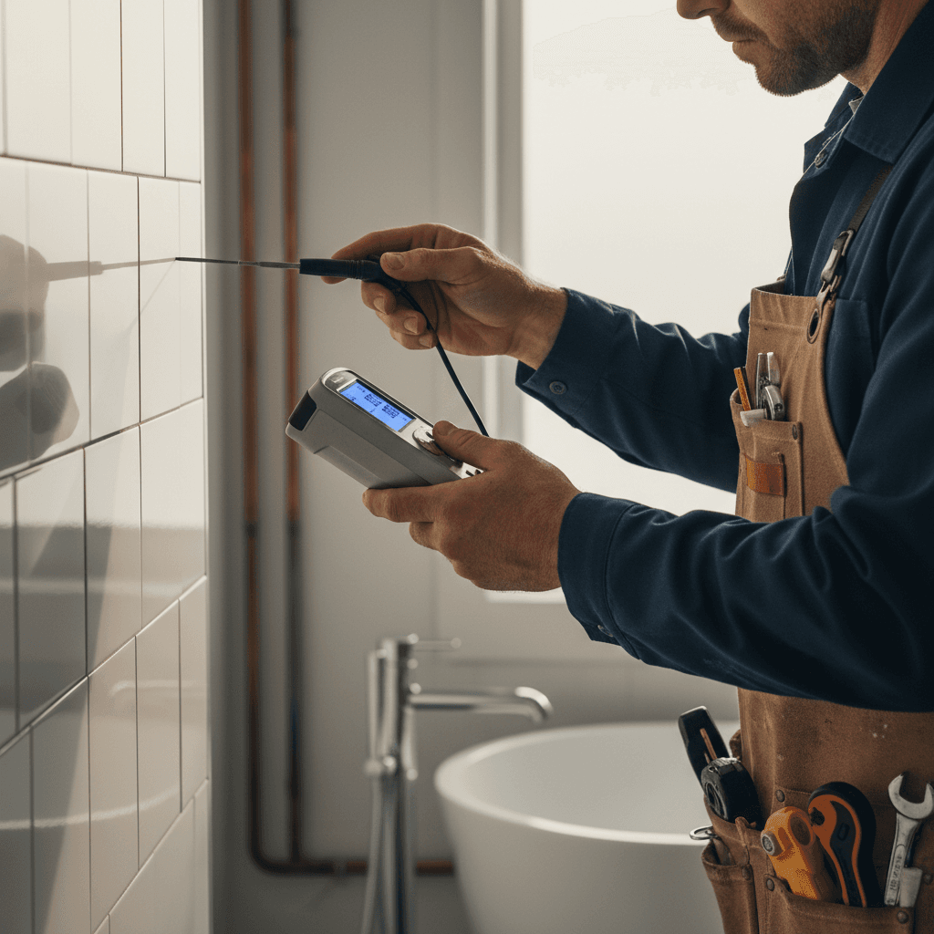 Leak detection on bathroom wall